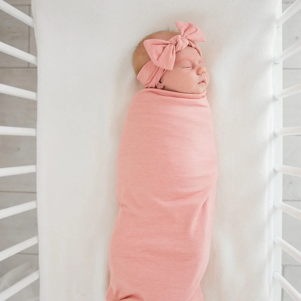Copper Pearl Knit Baby Headband Bow